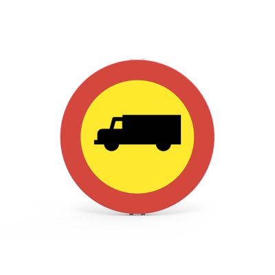 ENTRADA PROHIBIDA A VEHICULOS DESTINADOS AL TRANSPORTE DE MERCANCIAS OBRAS